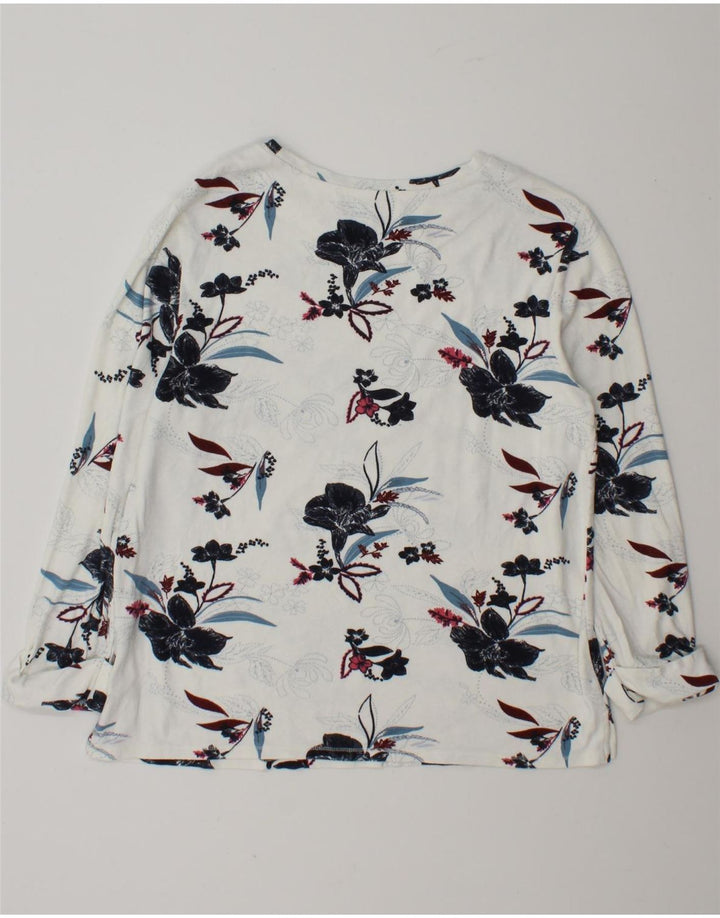 Marks & Spencer Top da donna a maniche lunghe UK 12 Viscosa floreale bianca media