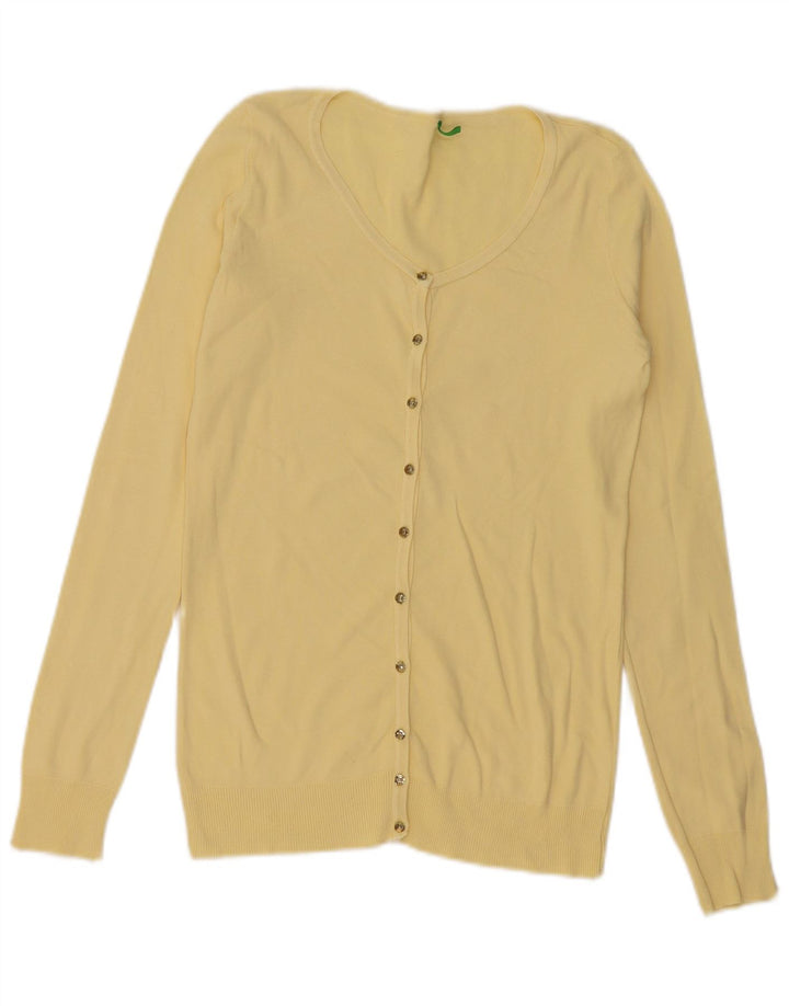 Maglione cardigan da donna Benetton UK 10 piccolo giallo
