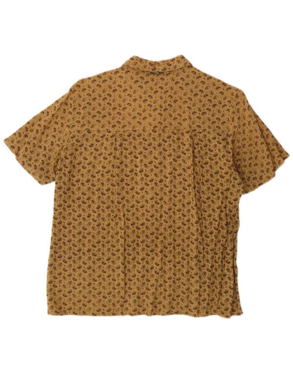 Camicia vintage da uomo a maniche corte con motivo cachemire beige medio
