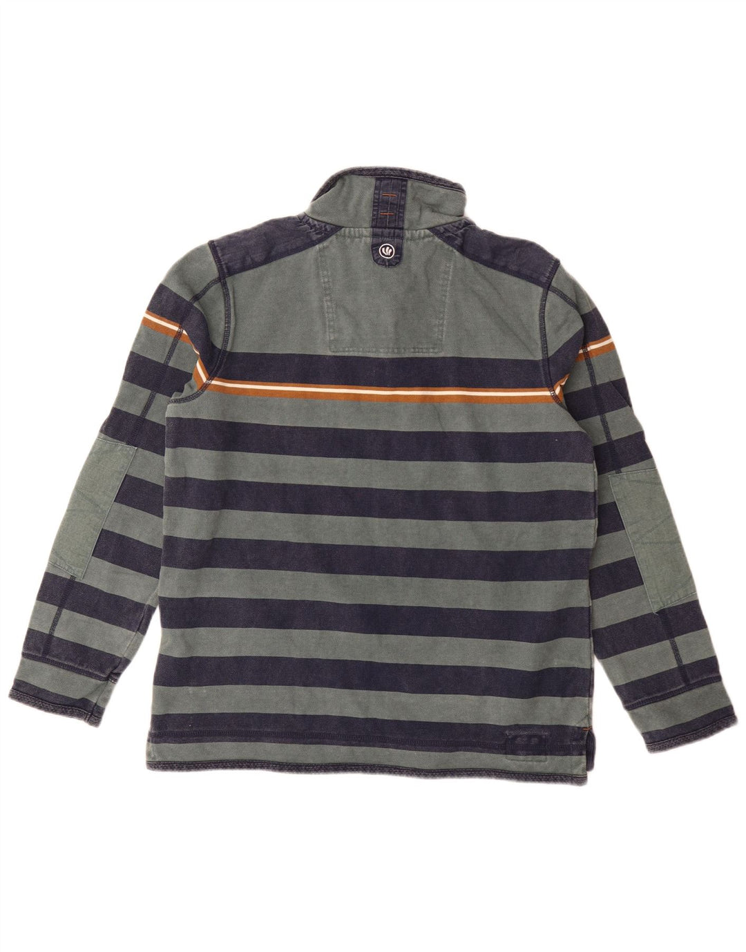 Felpa da uomo con collo con zip Fat Face Maglione in cotone a righe verde medio