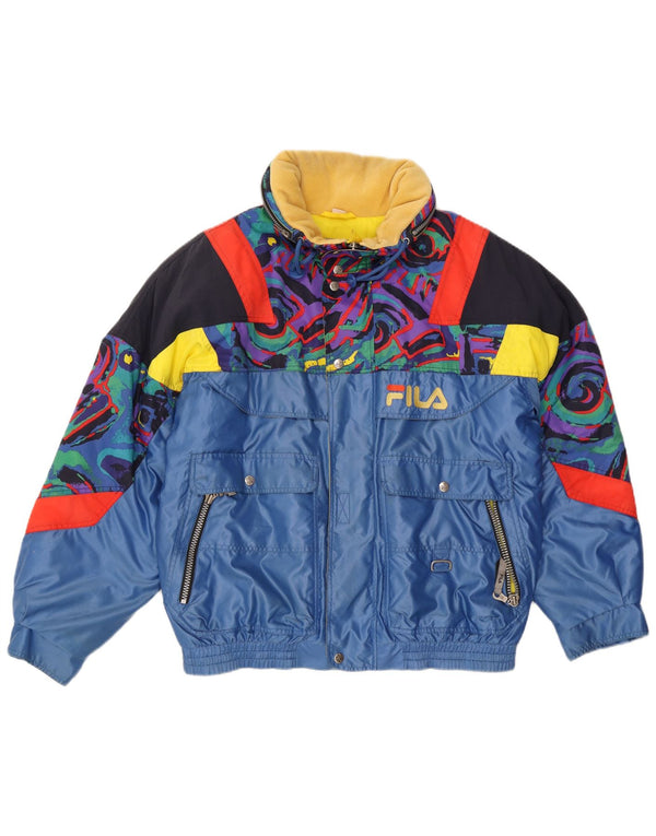 Giacca da sci con cappuccio Fila Uomo Italia IT 52 XL Blu Colourblock Poliammide