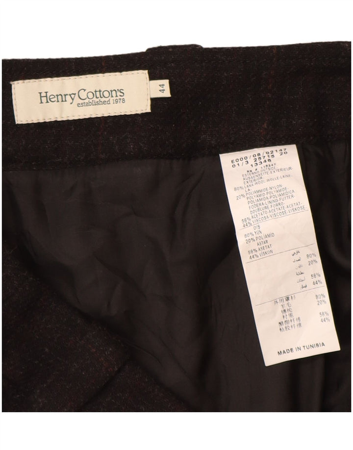 Gonna a pieghe da donna Henry Cottons IT 44 media W30 lana screziata nera