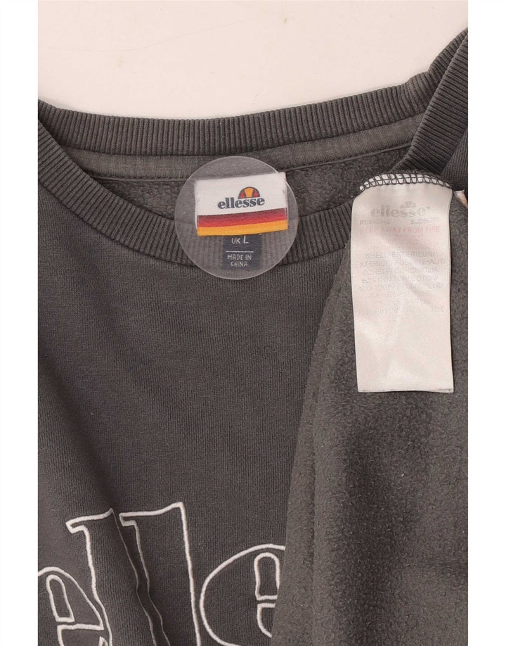Felpa grafica da uomo Ellesse, maglione grande, cotone grigio