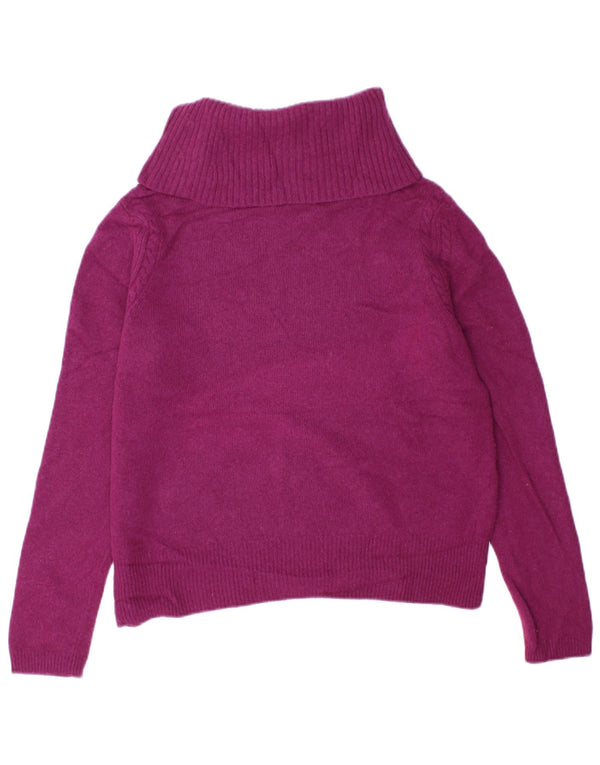 Maglione maglione a collo alto da donna Laura Ashley UK 16 Lana d'agnello viola grande