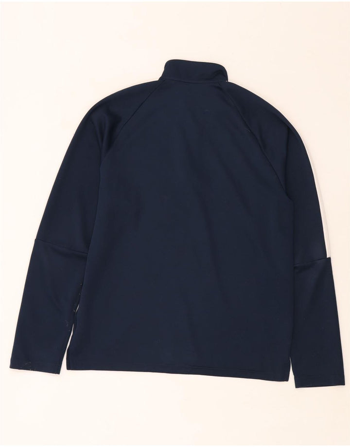 Adidas Uomo Climalite Zip Collo Top Manica Lunga Grande Blu Navy Poliestere