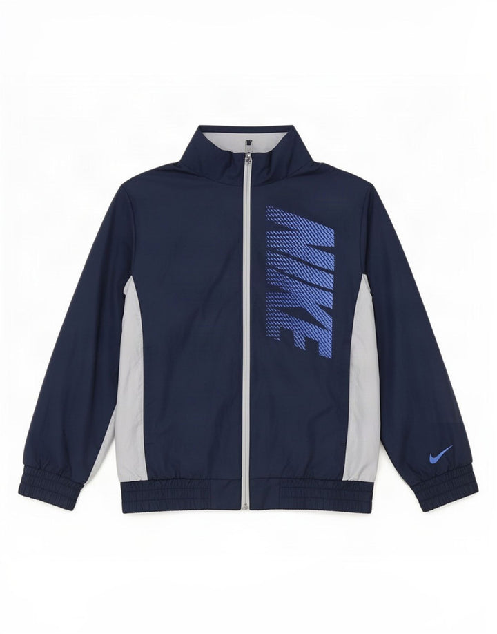 Giacca superiore della tuta da ragazzo Nike 10-11 anni color block blu navy medio