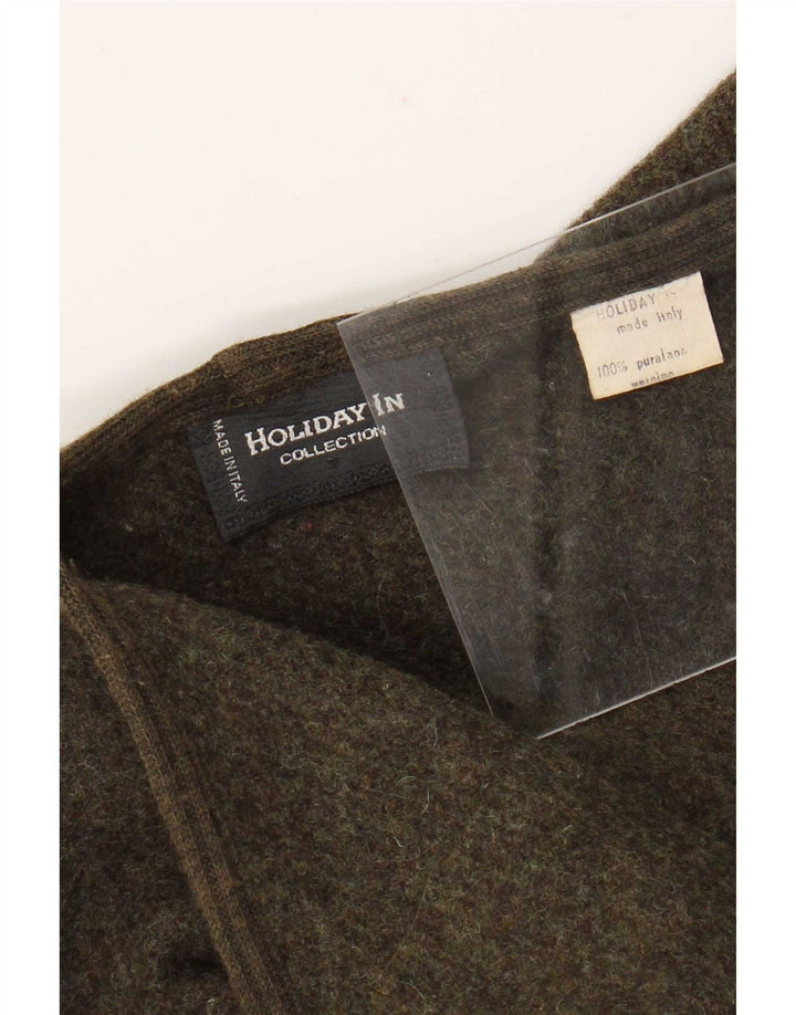 Poncho da donna vintage Taglia unica Lana vergine kaki