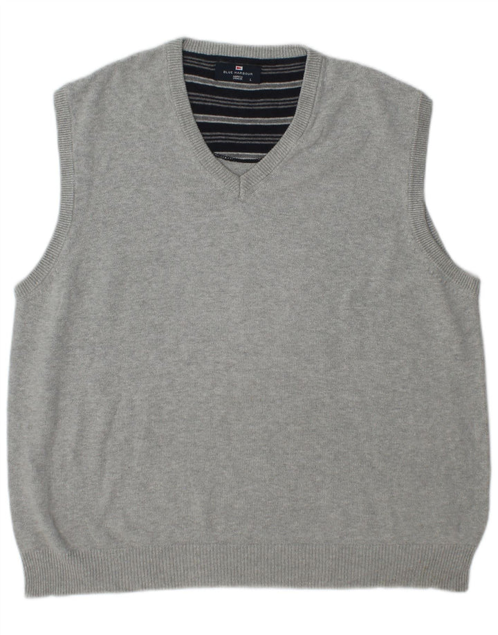 Canotta da uomo Marks & Spencer blu Harbour Vest grande cotone grigio