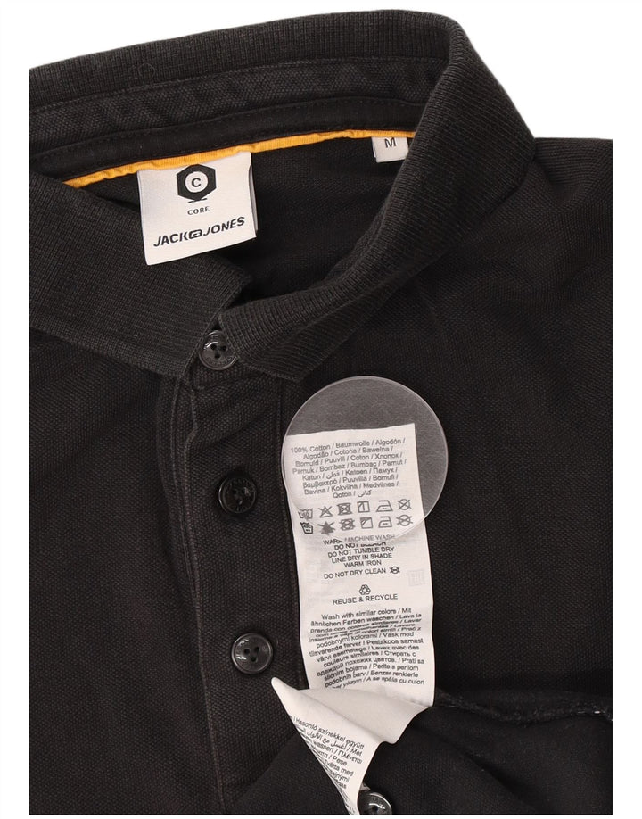 Polo grafica da uomo Jack & Jones in cotone color block medio nero