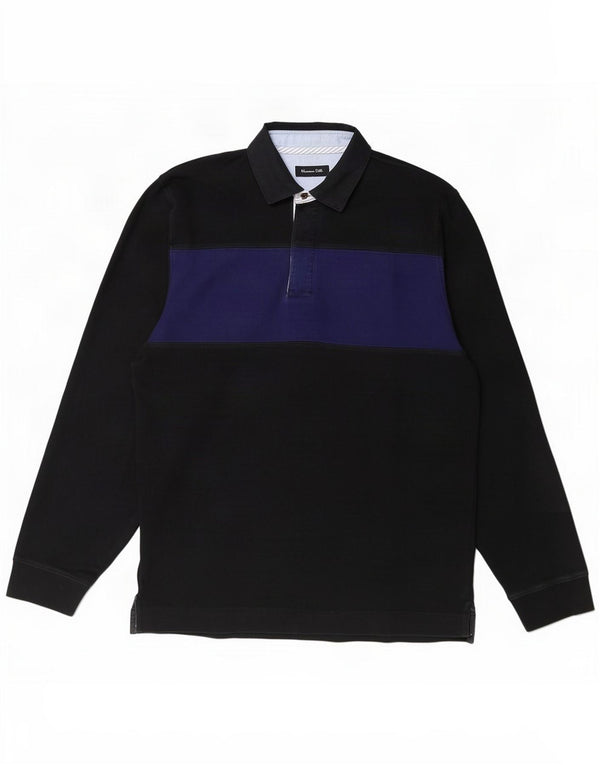 Polo a maniche lunghe da uomo Massimo Dutti Medium Navy Blue Colourblock