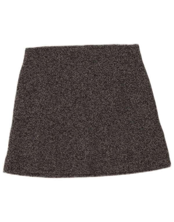 Gonna a trapezio da donna Topshop UK 10 piccola W28 cotone grigio a spina di pesce