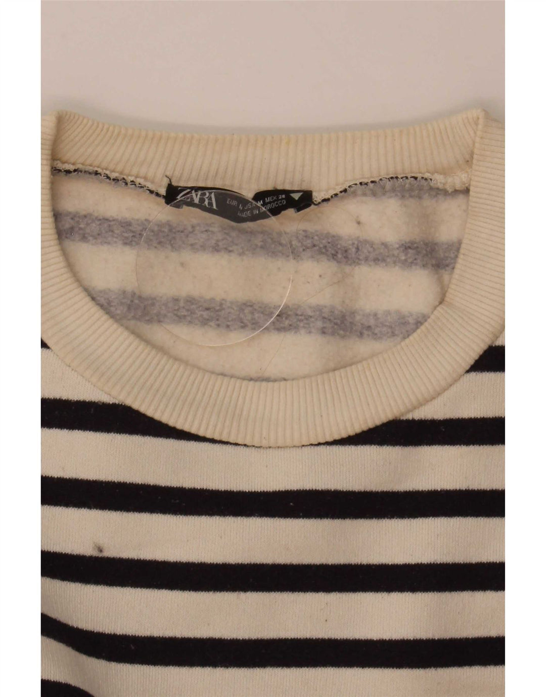 Felpa oversize da donna Zara UK 14 media a righe bianco sporco