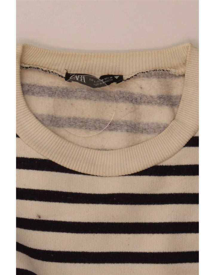 Felpa oversize da donna Zara UK 14 media a righe bianco sporco