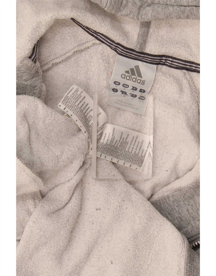 Maglione con cappuccio e zip da uomo Adidas in cotone chiazzato grigio medio