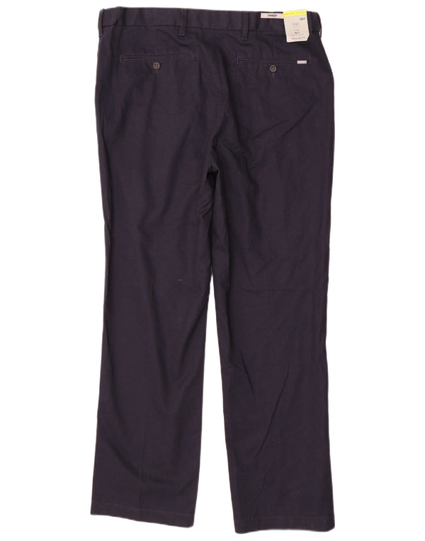 Pantaloni chino dritti da uomo Marks & Spencer W38 L31 cotone blu navy