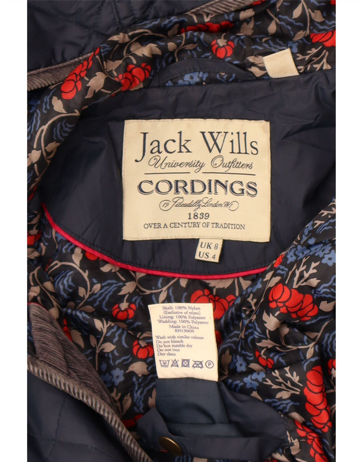 Giacca trapuntata con cappuccio da donna Jack Wills UK 8 piccola in nylon blu navy