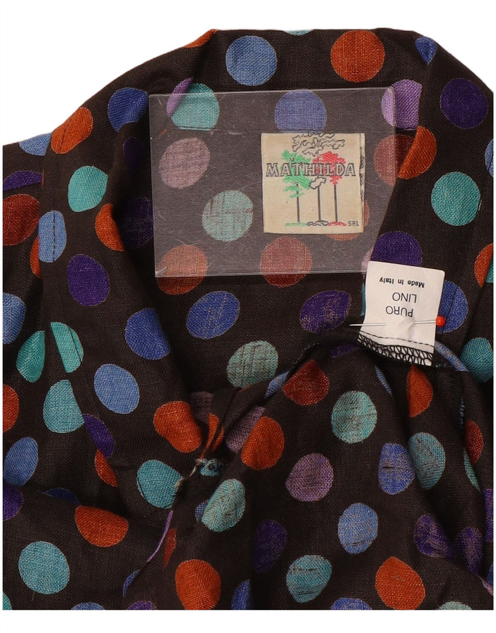 Camicia pullover oversize da donna vintage IT 48 XL a pois multicolore