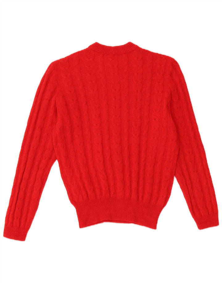 Maglione maglione girocollo da donna VINTAGE UK 10 piccolo rosso