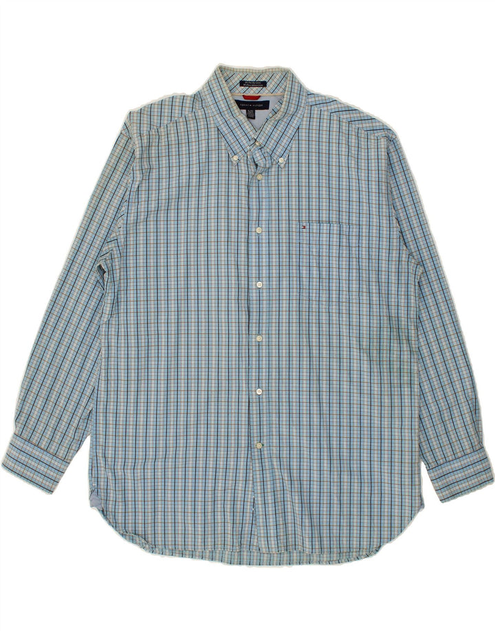 TOMMY HILFIGER Mens Shirt XL Blue Check Cotton Vintage Tommy Hilfiger and Second-Hand Tommy Hilfiger from Messina Hembry 