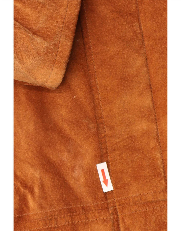 Cappotto da uomo in pelle scamosciata Natural Wear Conbipel UK 40 grande in pelle marrone