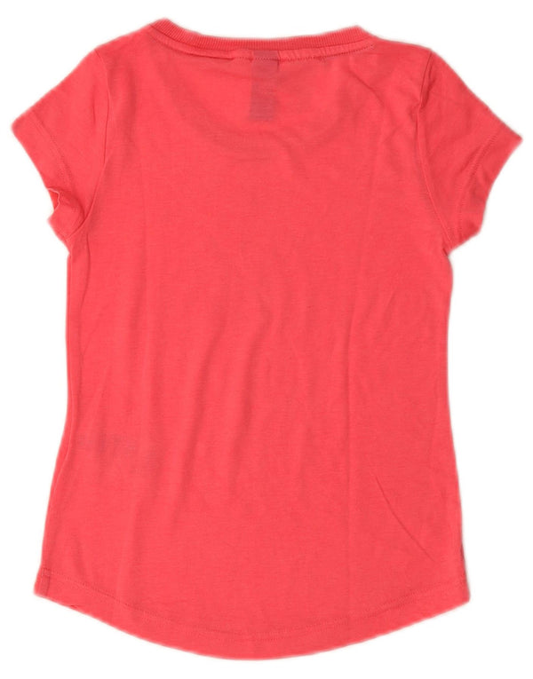 ADIDAS Girls Graphic T-Shirt Top 7-8 Years Pink Cotton