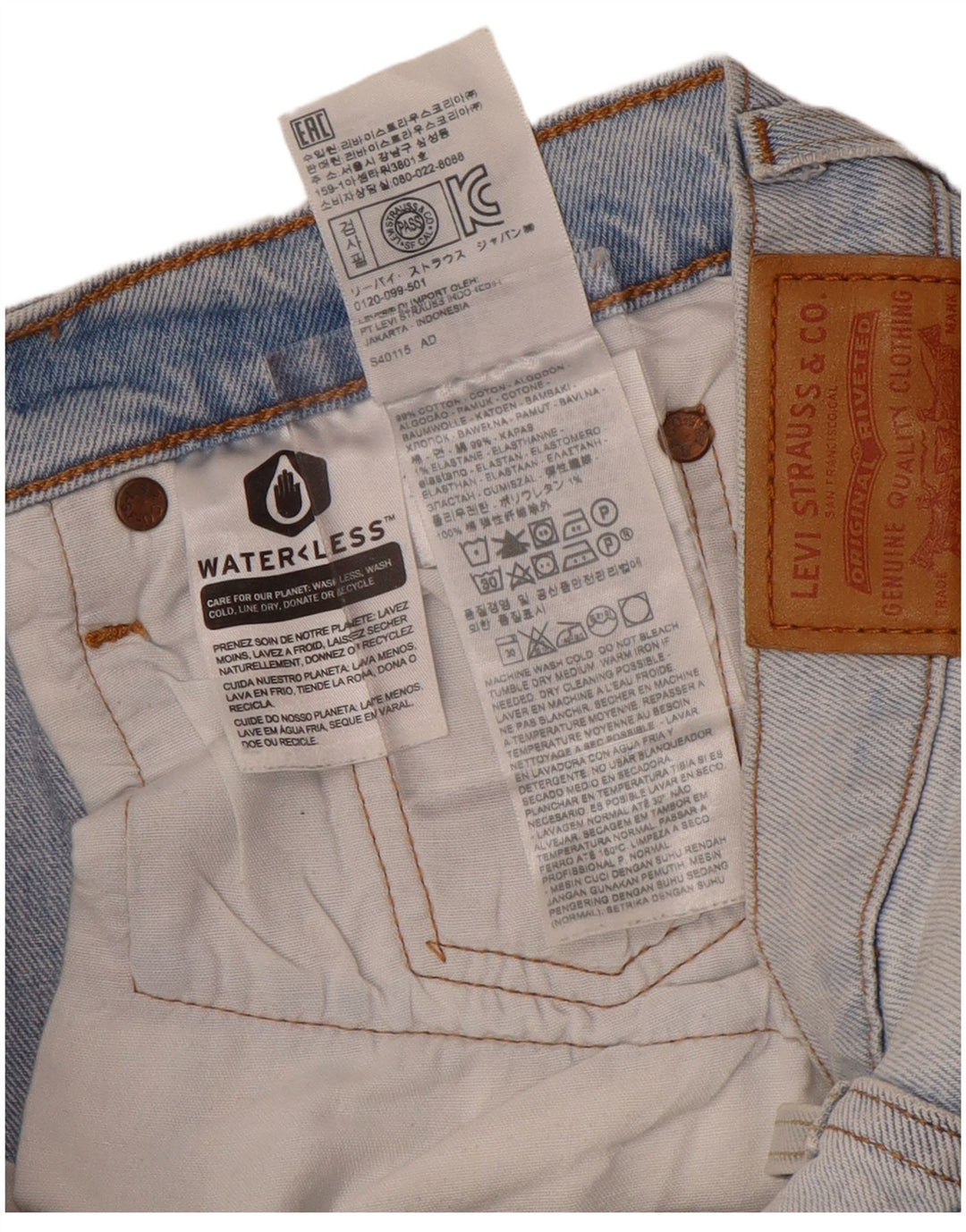 Jeans dritti 501 da donna Levi's W26 L28 cotone blu