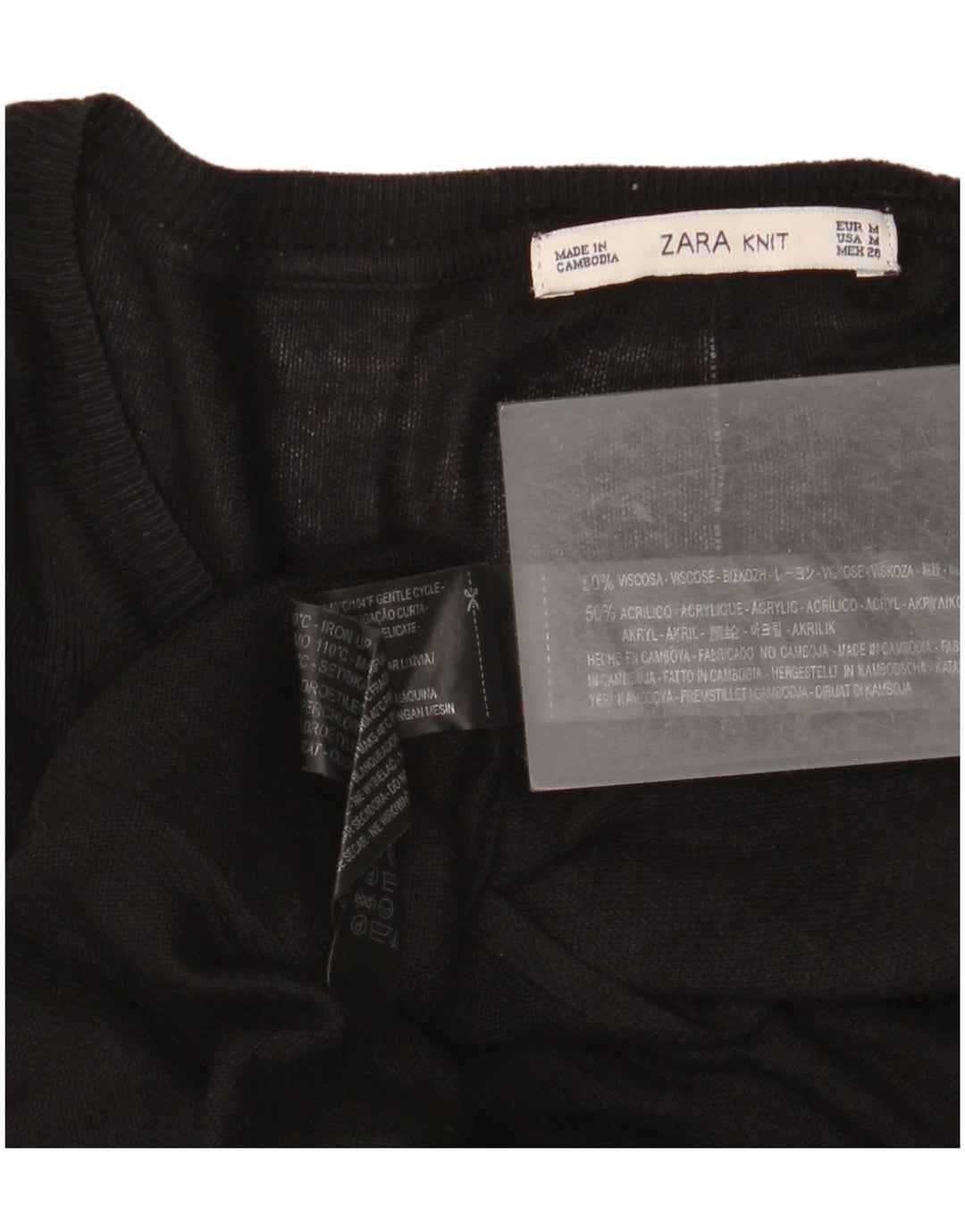 Top Zara da donna oversize a maniche lunghe UK 14 viscosa nera media