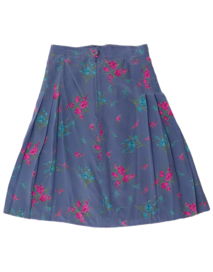 VINTAGE Womens A-Line Skirt W28 Medium Blue Floral