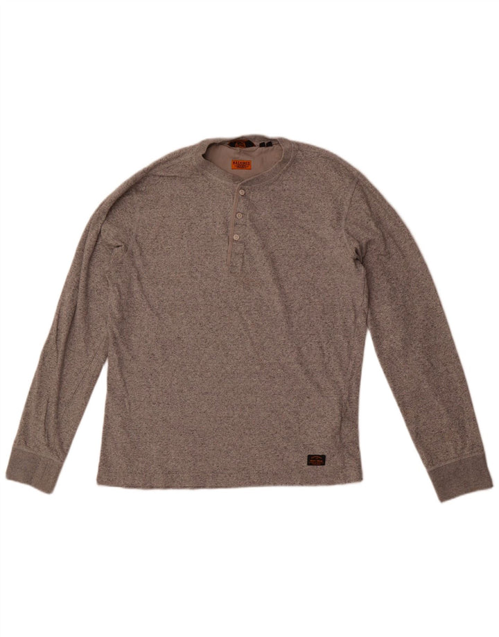 Top da uomo a maniche lunghe Superdry in cotone mélange grigio medio