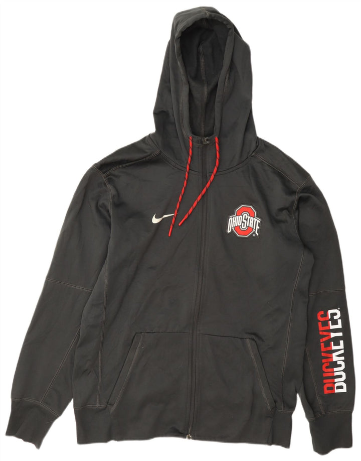Felpa con cappuccio e zip grafica Nike Ohio State da uomo in poliestere grigio medio