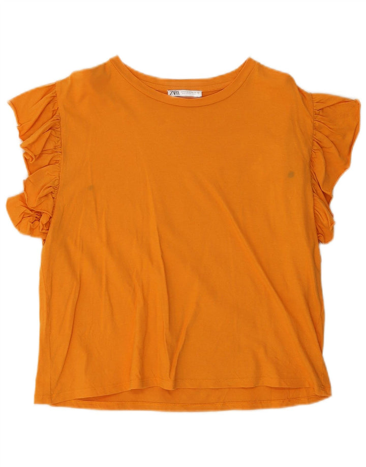 Top Blusa Donna Zara UK 12 Arancione Medio