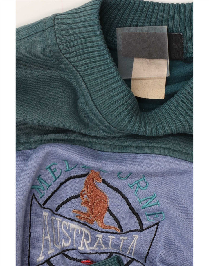 Felpa grafica da uomo vintage maglione XL poliestere color block verde