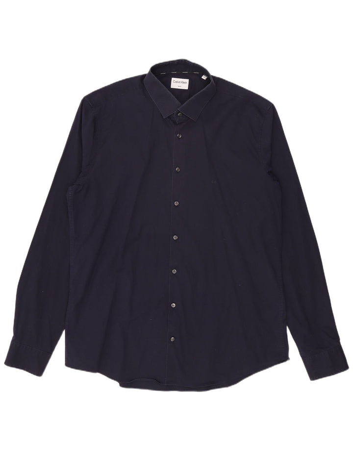 Camicia slim fit da uomo Calvin Klein taglia 43 grande blu navy