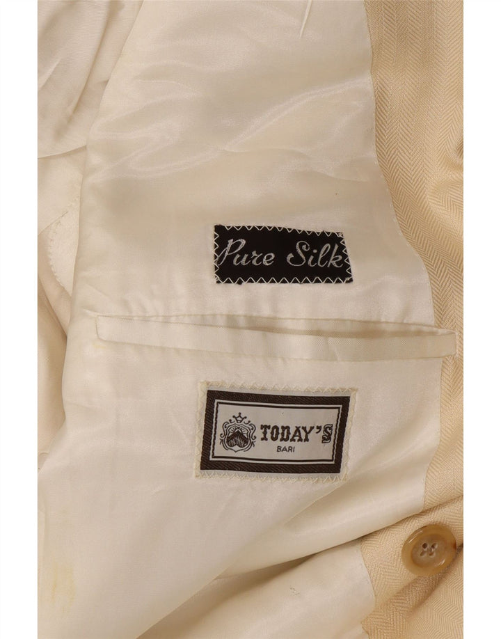 Abito vintage da uomo in 2 pezzi grande W34 L30 in seta beige