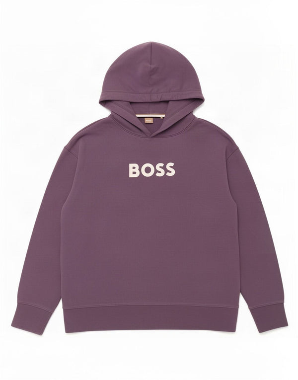 Felpa con cappuccio grafica da donna Hugo Boss UK 16 grande cotone viola
