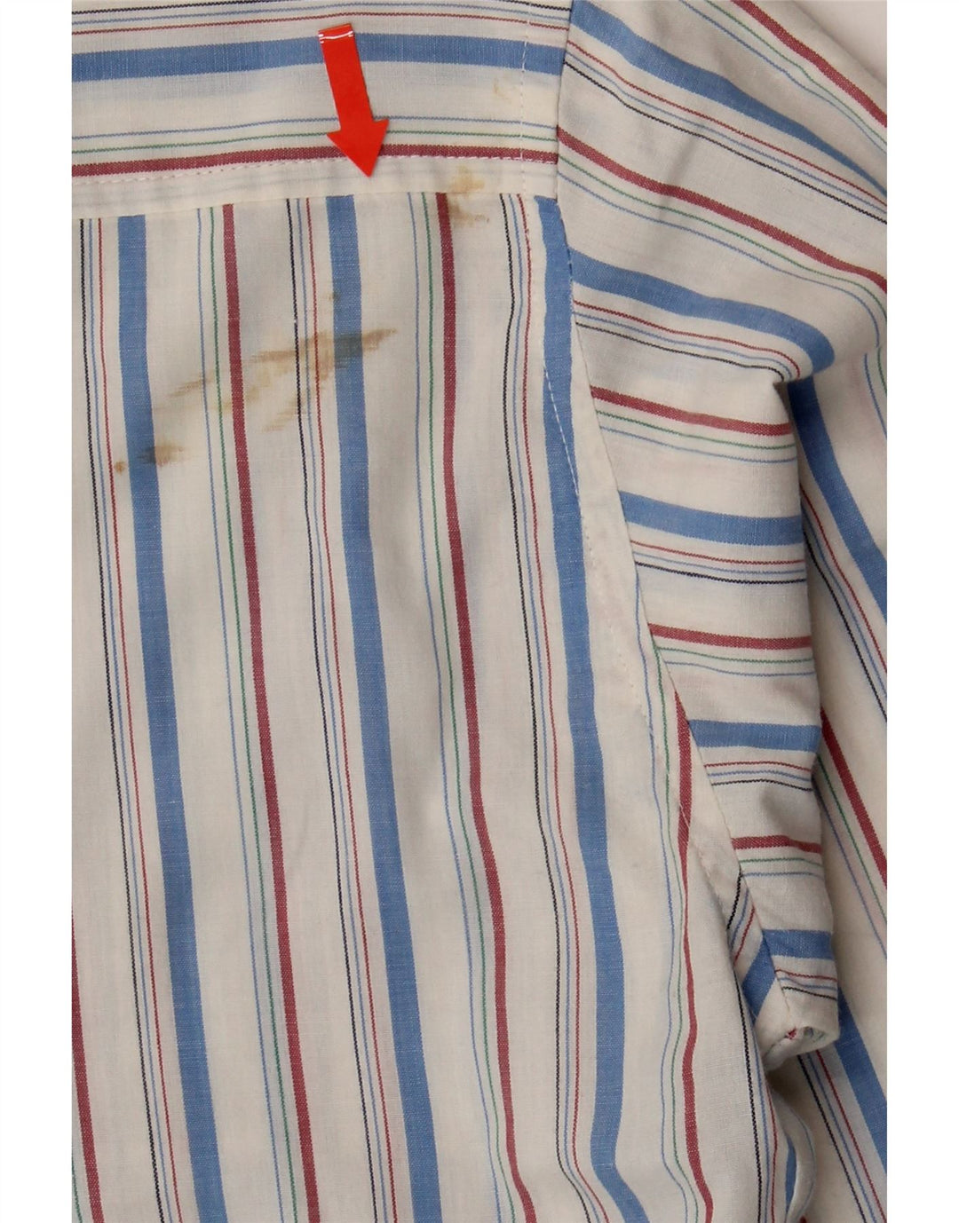 NORTONS Boys Shirt 13-14 Years White Striped Polyester Vintage Nortons and Second-Hand Nortons from Messina Hembry 
