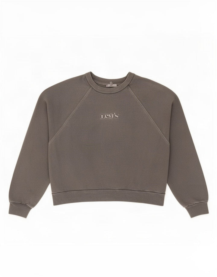 Levi's Donna Crop Graphic Felpa Oversize Maglione UK 14 Grigio Medio