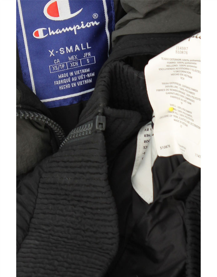 CHAMPION Giacca imbottita con grafica vestibilità ampia da donna UK 6 XS Black Colourblock