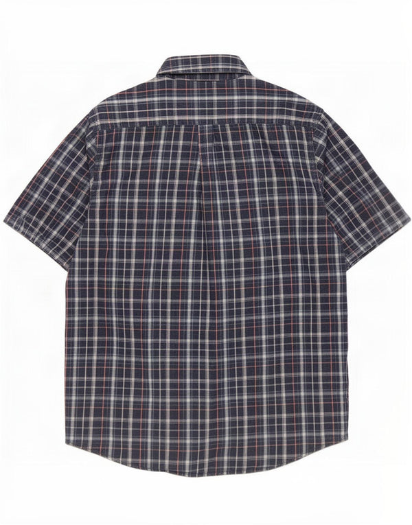 Wrangler Mens Short Sleeve Shirt Medium Navy Blue Check Cotton