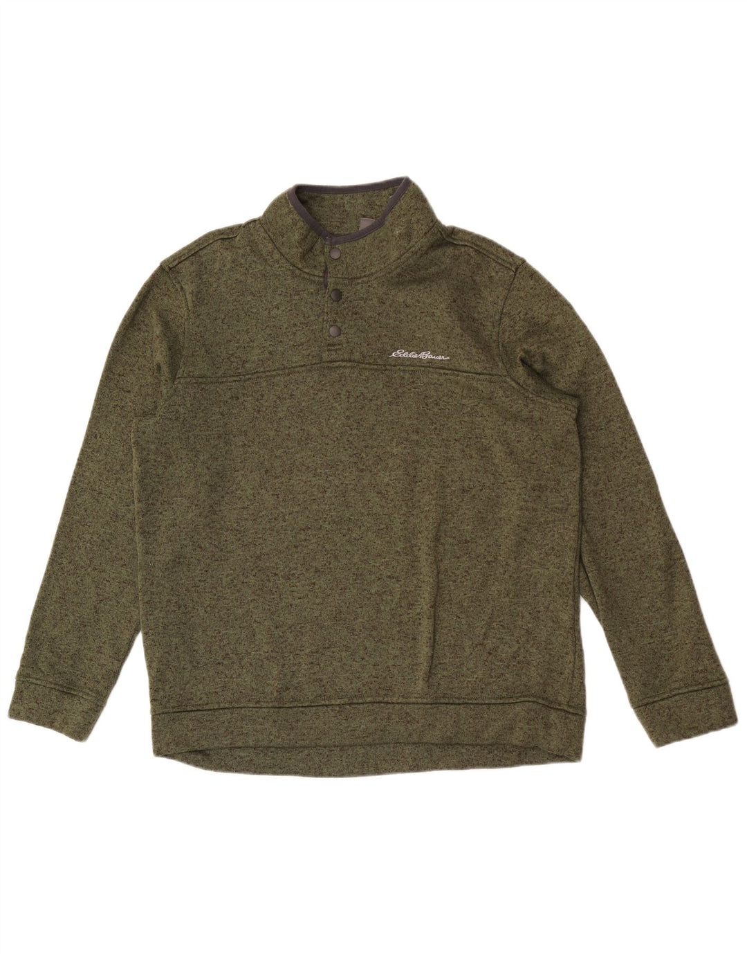 Eddie Bauer, felpa da uomo con collo abbottonato, maglione grande, color kaki