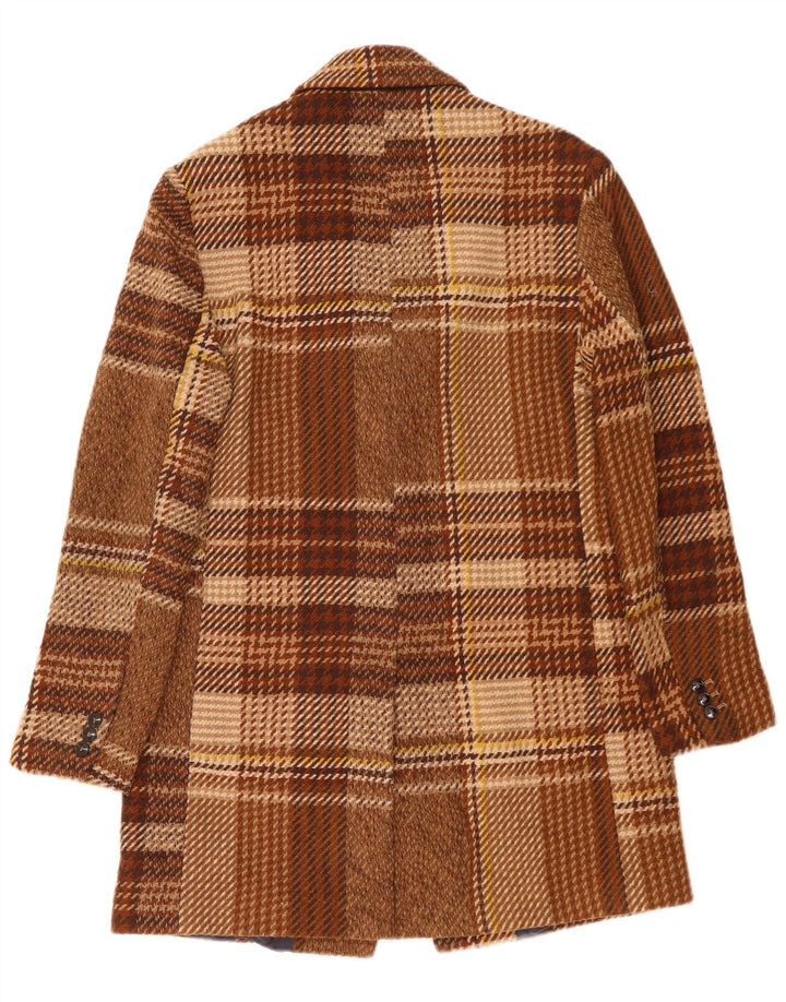 Cappotto da uomo Zara UK 40 grande lana a quadri marrone
