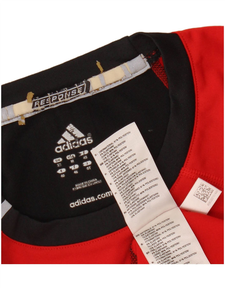 Top ADIDAS da donna Climacool a maniche lunghe UK 12 Medium Red Colourblock