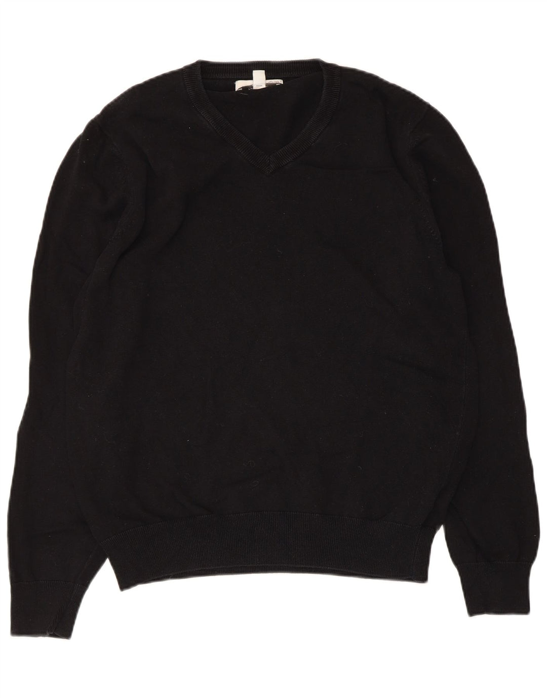 Maglione da uomo con scollo a V Marks & Spencer in cotone nero medio