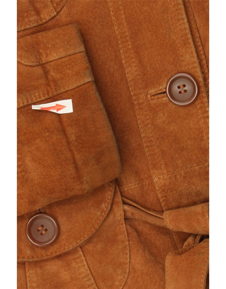 Giacca in pelle scamosciata da donna Vero Moda UK 10 piccola in pelle marrone