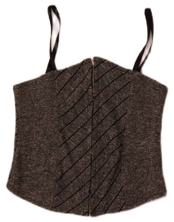 Top corsetto vintage da donna IT 44 in lana a righe grigio medio