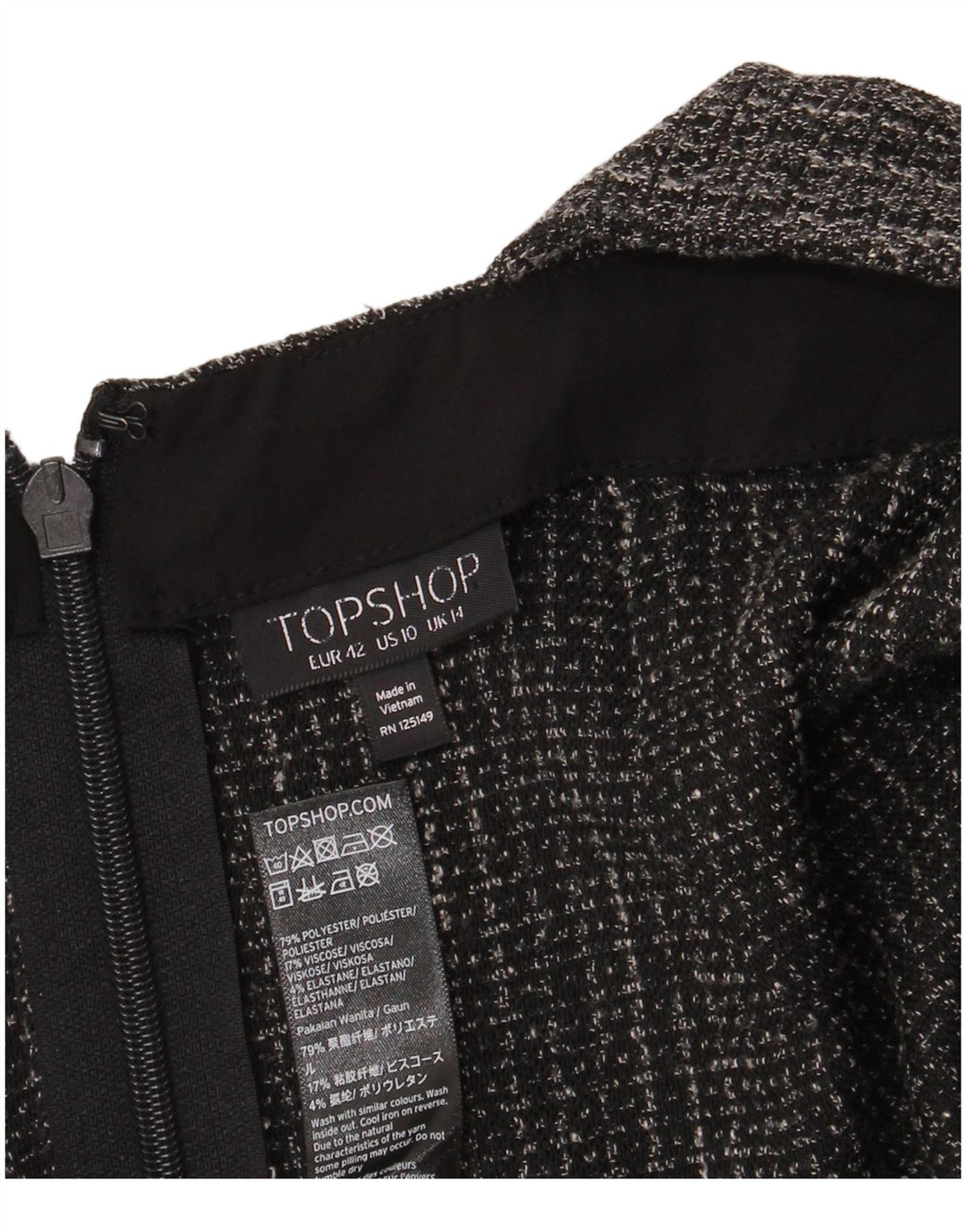 Abito scamiciato da donna Topshop UK 10 piccolo poliestere grigio