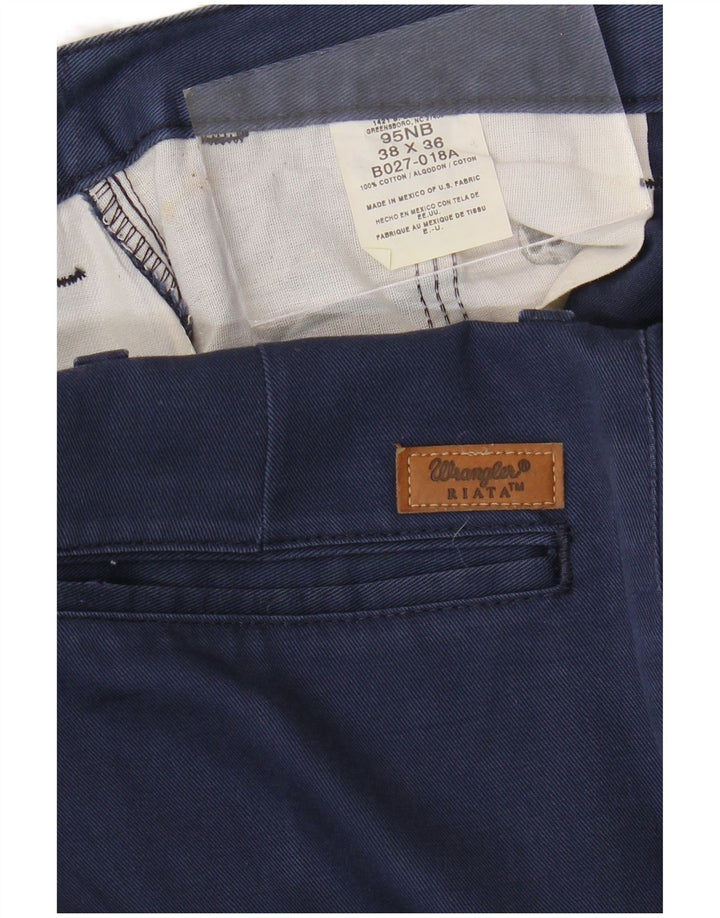 Pantaloni chino con pegging Riata da uomo WRANGLER W38 L36 cotone blu navy