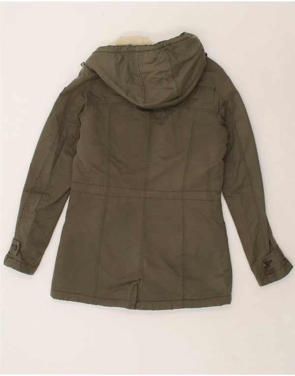 BOMBOOGIE Womens Hooded Parka Jacket US 2 XS Grey Nylon