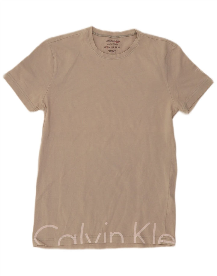Maglietta grafica da uomo Calvin Klein Top piccola in cotone bianco sporco