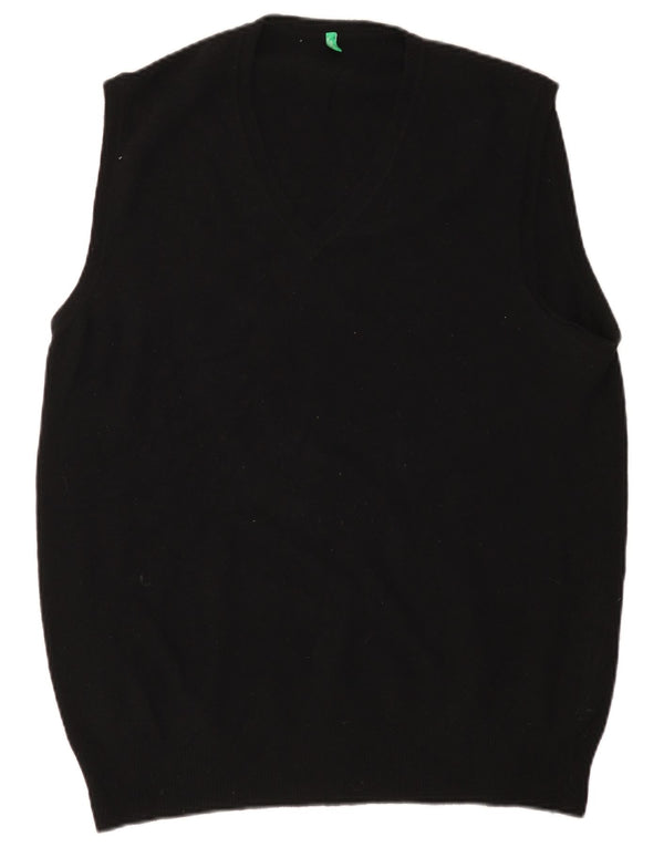 Canotta da uomo slim fit Benetton XL in lana nera